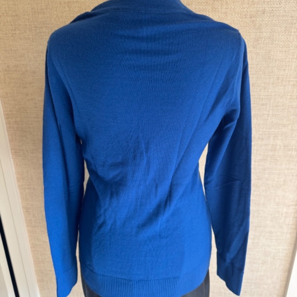 Tory Burch Blue 100% Merino Wool V-Neck Cardigan Sz S - Picture 5 of 5